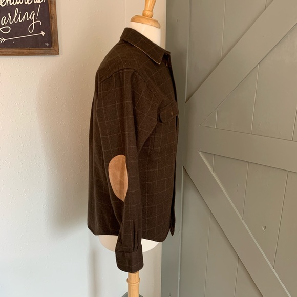 Turnbury 100% Wool Brown Plaid Shirt M - Picture 3 of 8